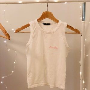 BRANDY MELVILLE Embroidered Peachy High Neck Tank